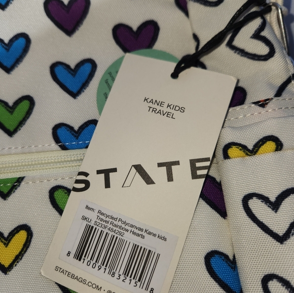 NWT State Kane Kids Travel Backpack with hearts - Picture 4 of 7